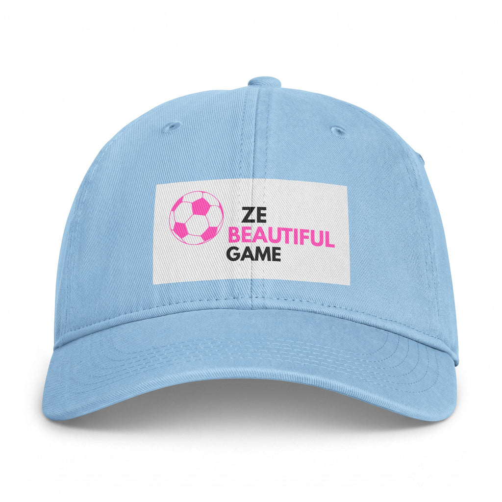 Coastal Washed Cap — ‘Ze Beautiful Game’ Soccer Patch Dad Hat