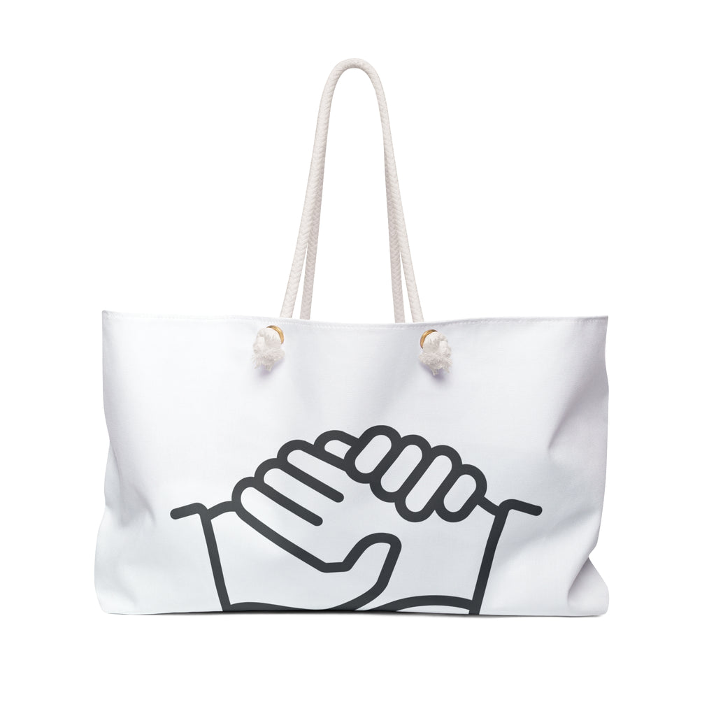 Weekender Bag — "Everywhere Love" Graphic Travel Tote (Handshake Design)