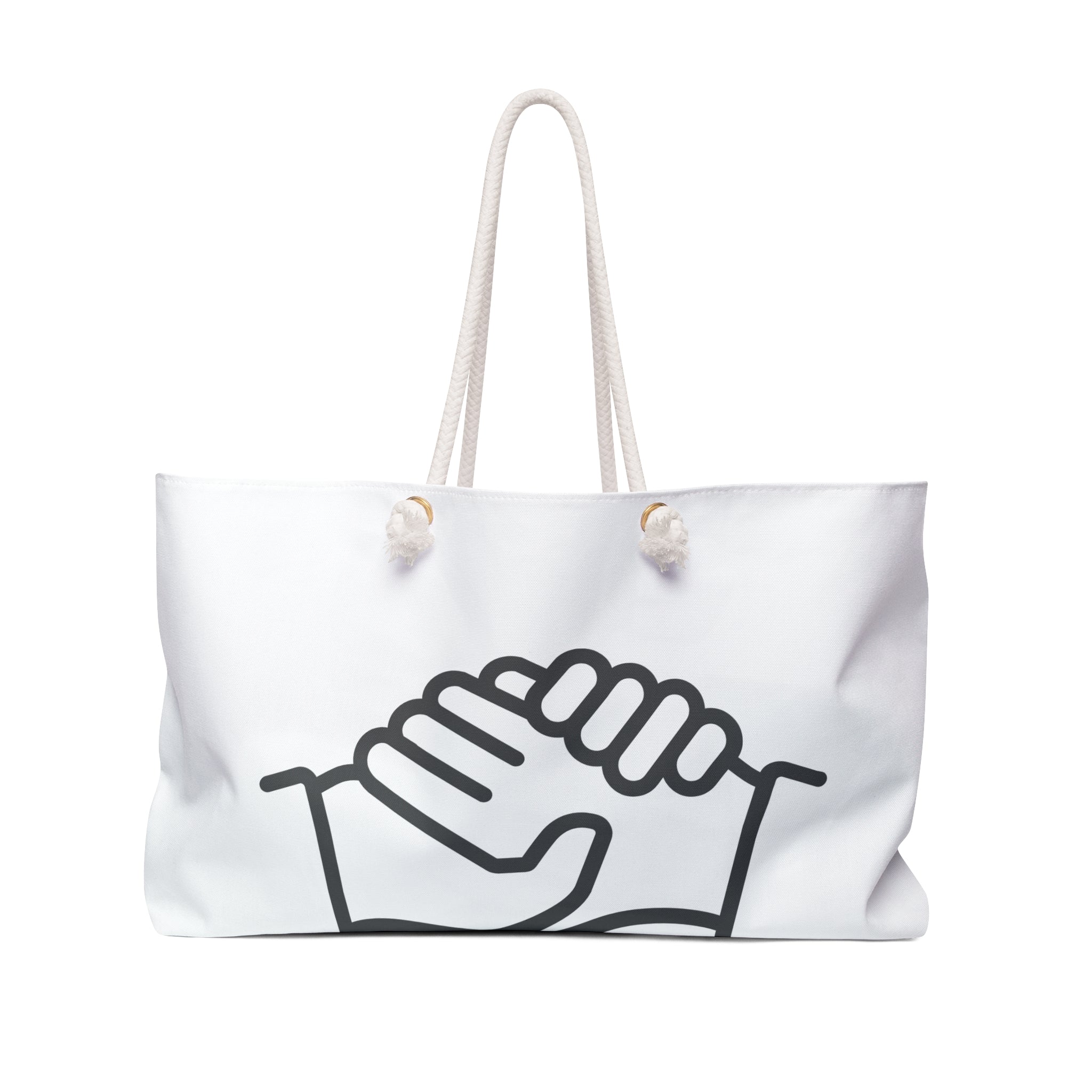 Weekender Bag — "Everywhere Love" Graphic Travel Tote (Handshake Design)