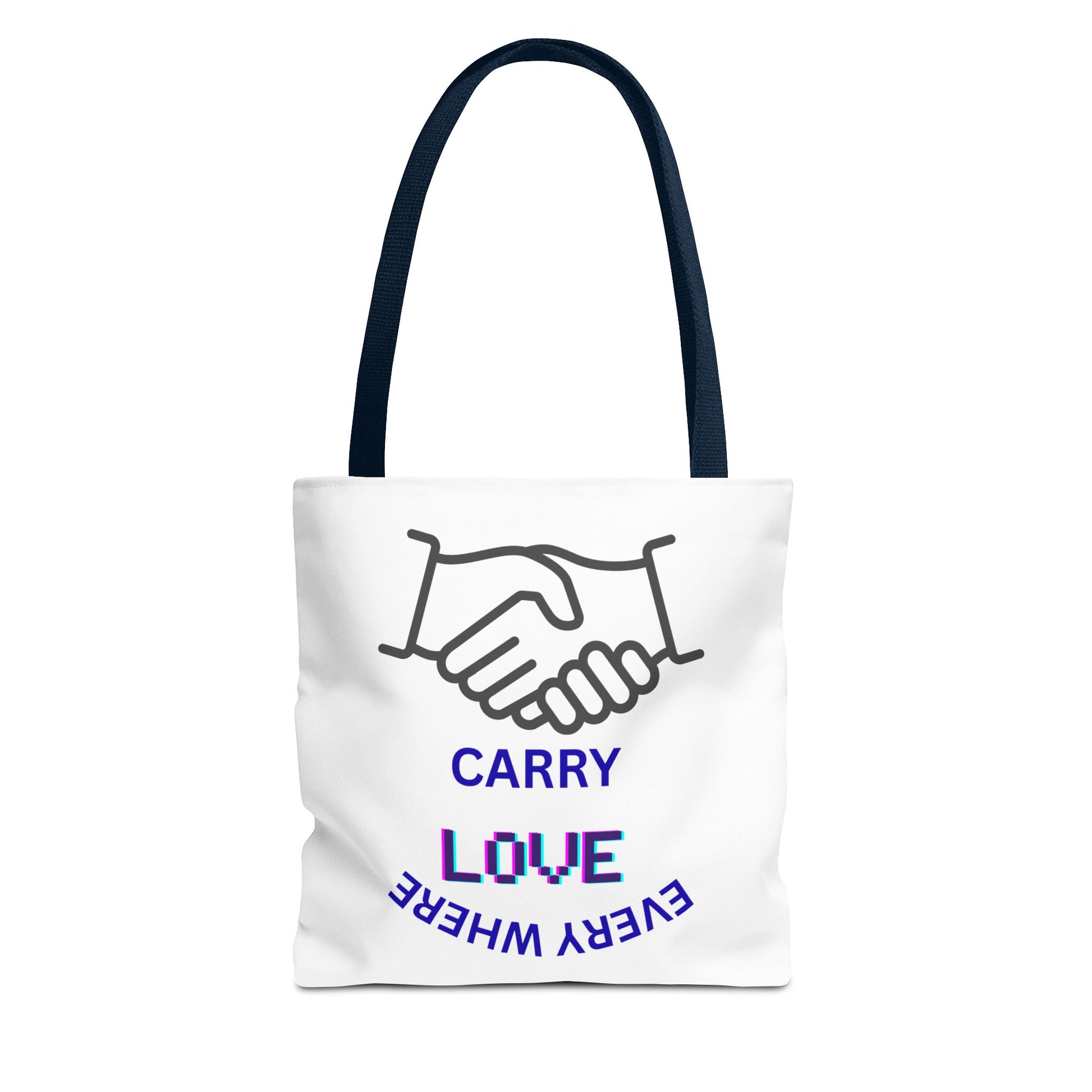 Carry Love Everywhere Tote Bag — Handshake Graphic Reusable Shopper