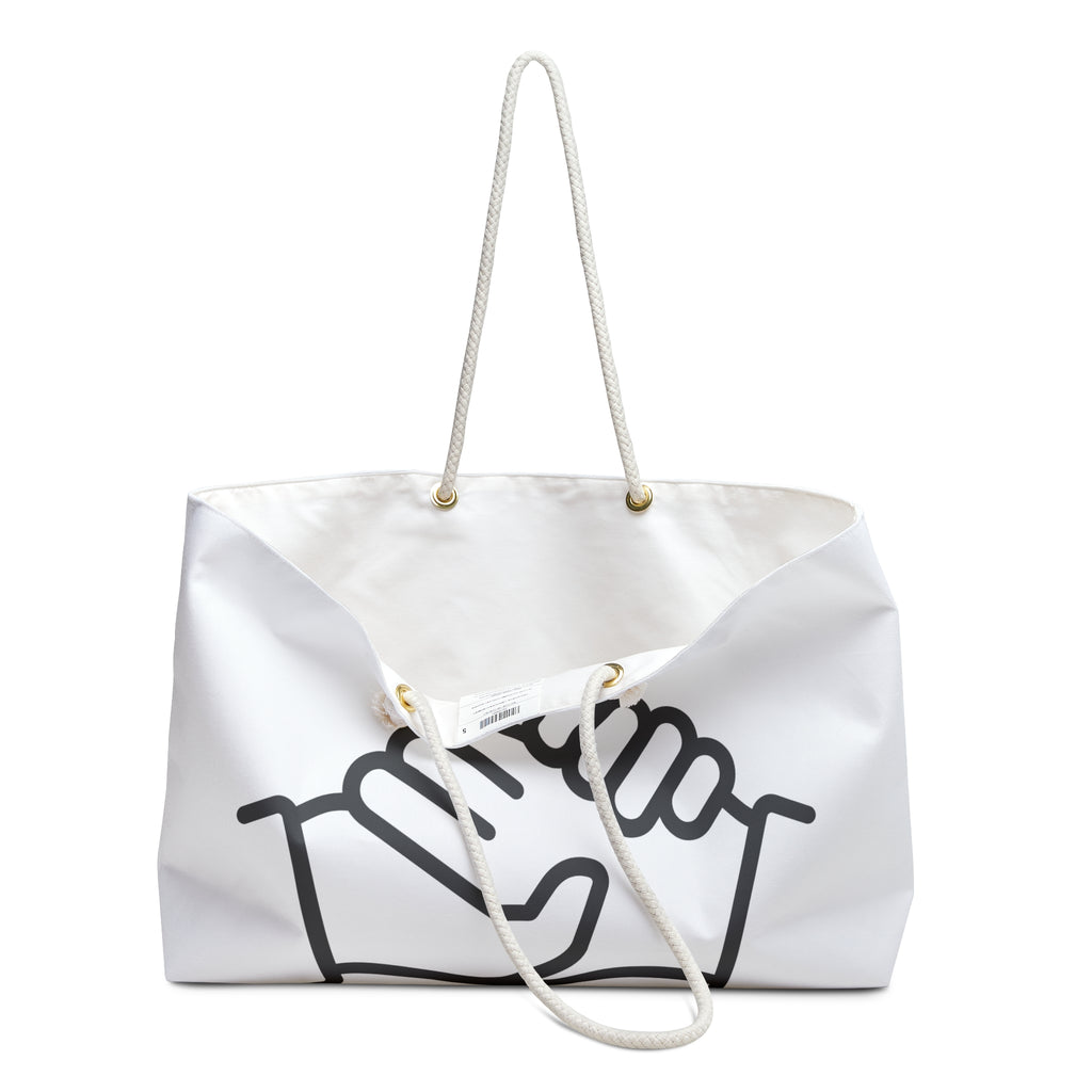 Weekender Bag — "Everywhere Love" Graphic Travel Tote (Handshake Design)