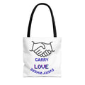 Carry Love Everywhere Tote Bag — Handshake Graphic Reusable Shopper