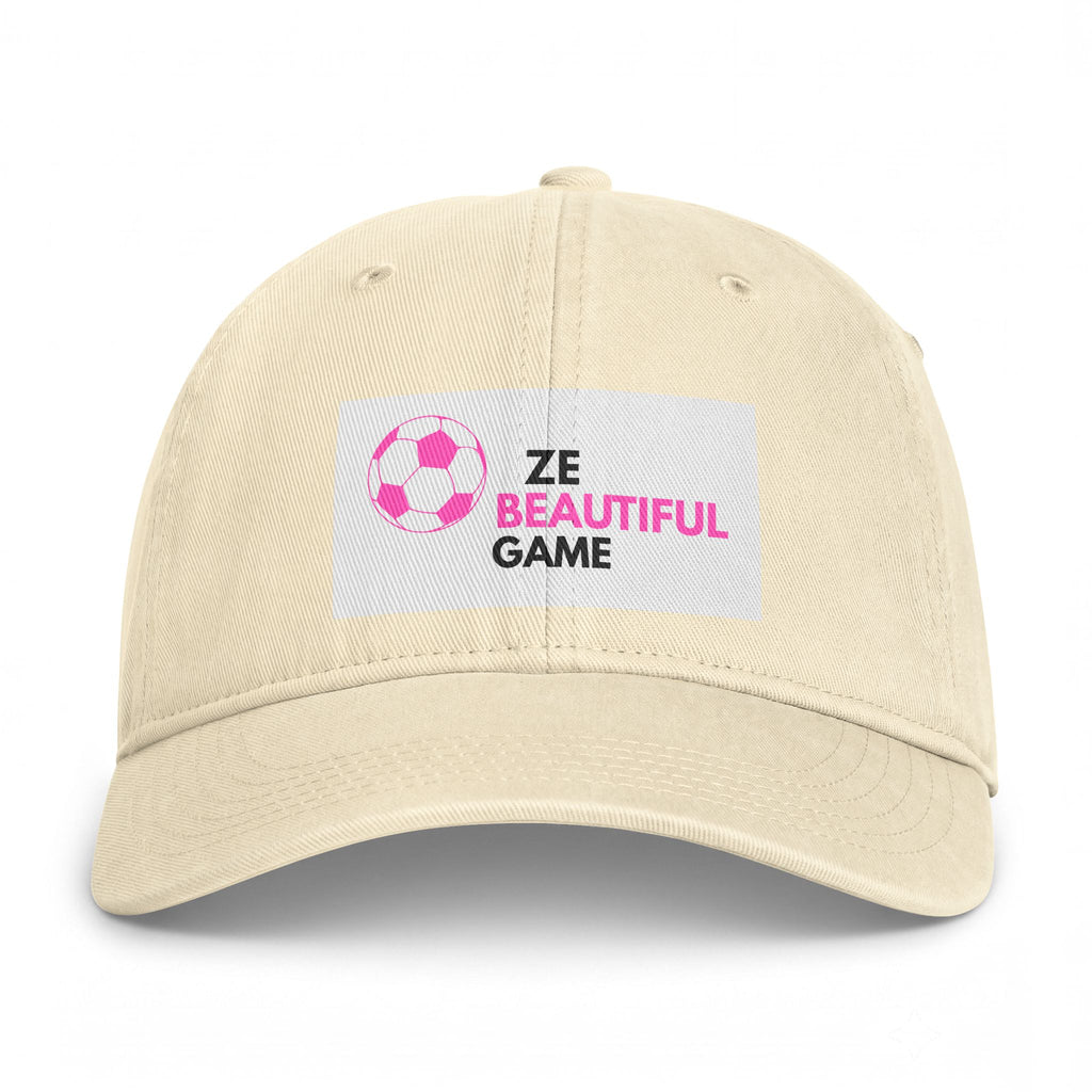Coastal Washed Cap — ‘Ze Beautiful Game’ Soccer Patch Dad Hat