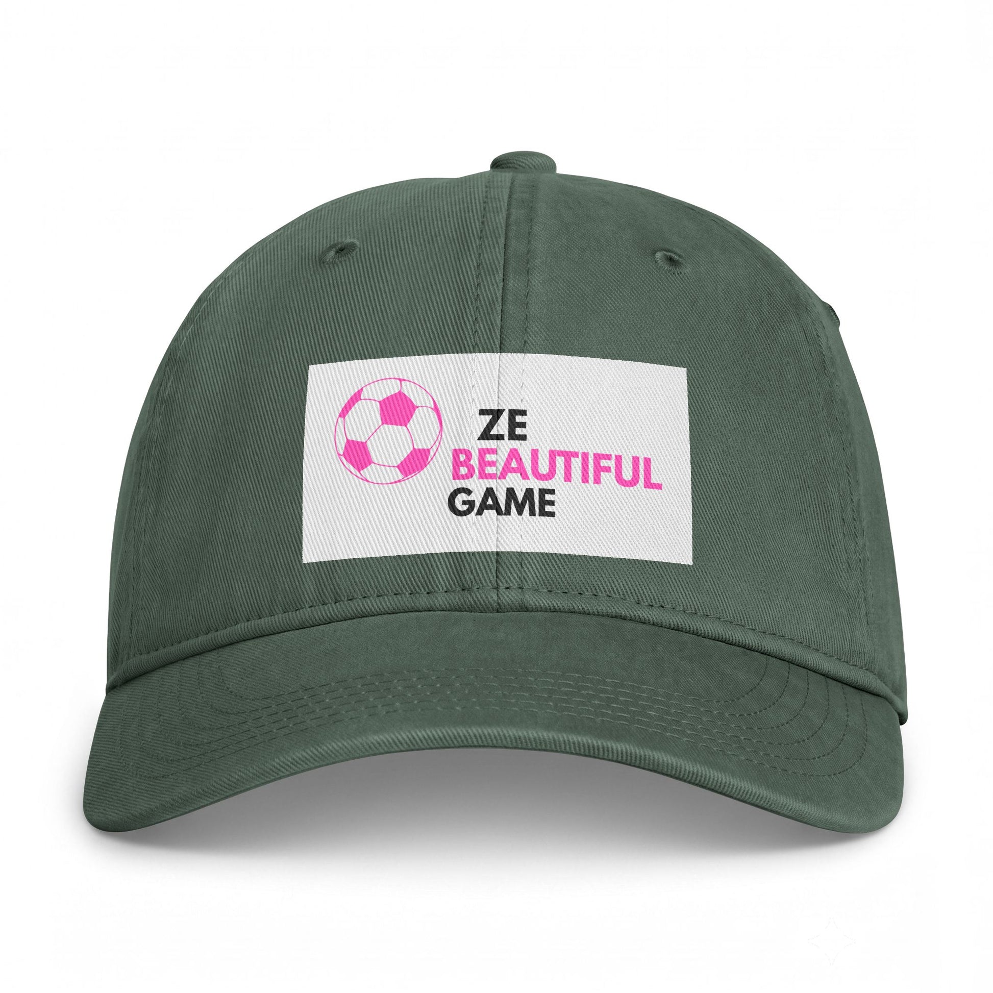 Coastal Washed Cap — ‘Ze Beautiful Game’ Soccer Patch Dad Hat