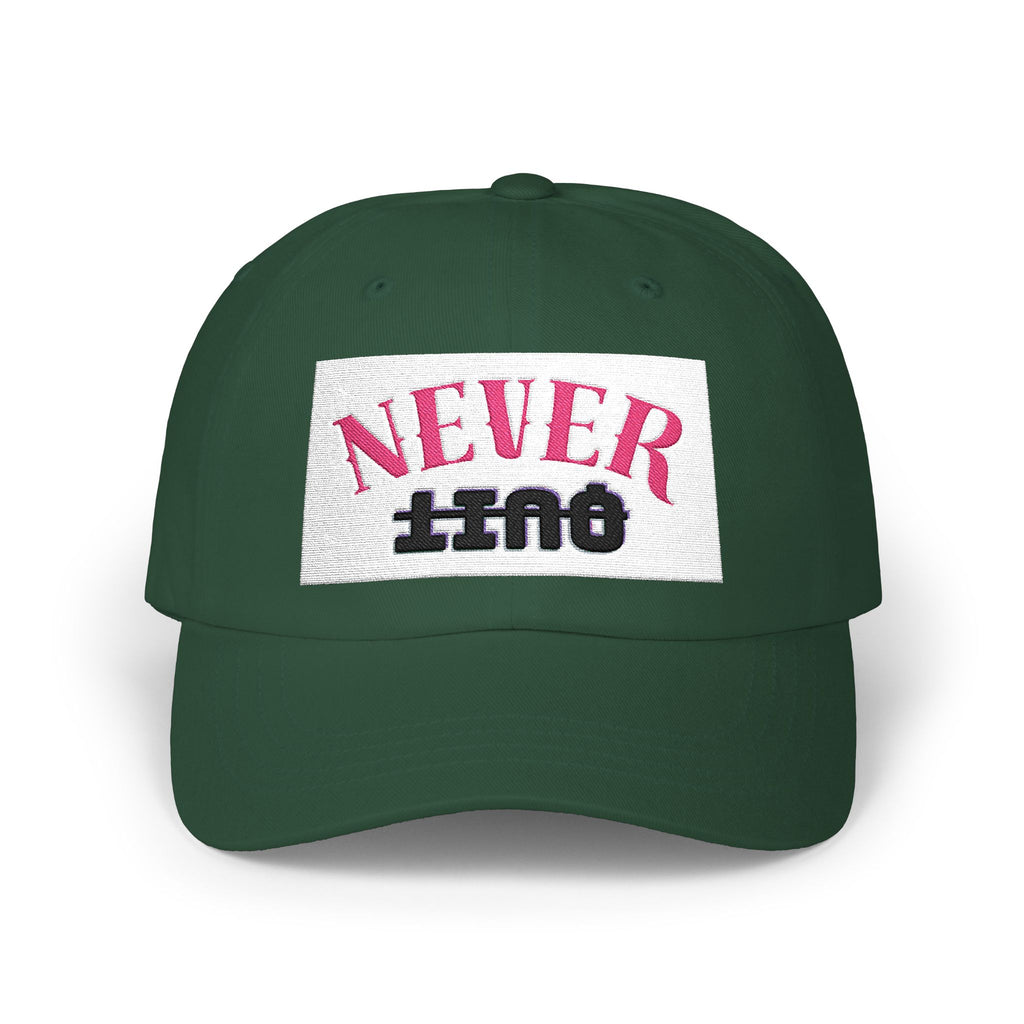 Dad Cap – 'Never QUIT' Distressed Patch Embroidered Baseball Hat