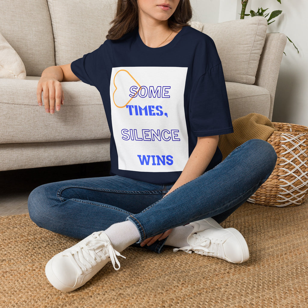 T-Shirt — "Sometimes, Silence Wins" Graphic Tee (Heart Outline)