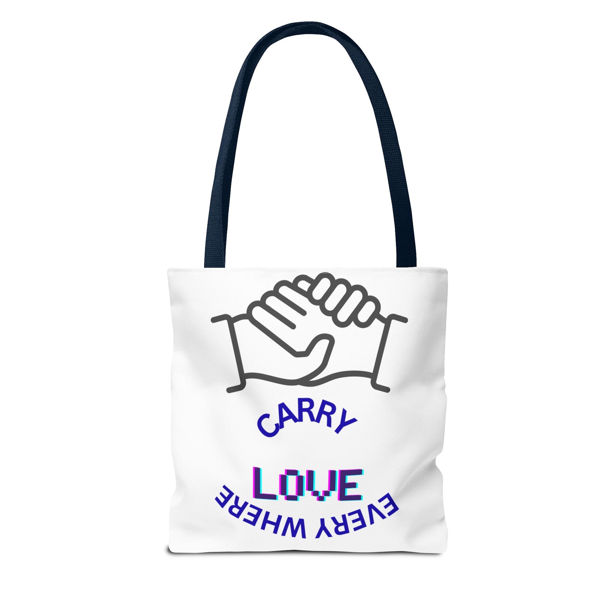 Carry Love Everywhere Tote Bag — Handshake Graphic Reusable Shopper
