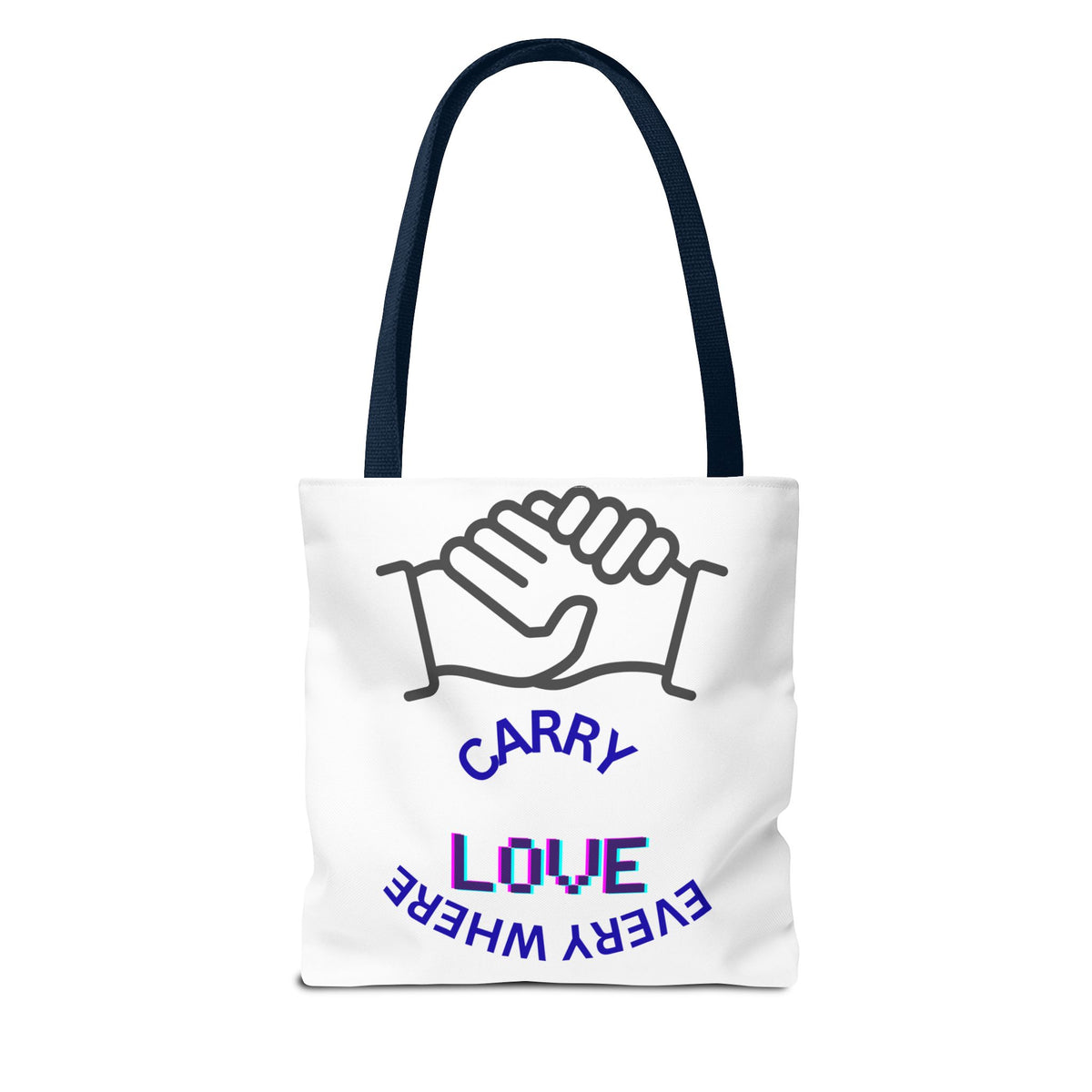 Carry Love Everywhere Tote Bag — Handshake Graphic Reusable Shopper