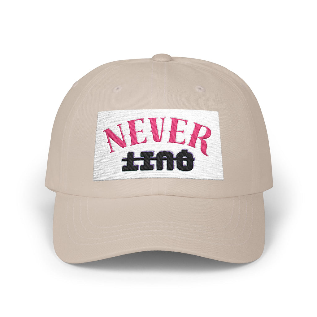 Dad Cap – 'Never QUIT' Distressed Patch Embroidered Baseball Hat
