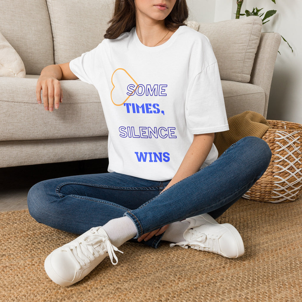 T-Shirt — "Sometimes, Silence Wins" Graphic Tee (Heart Outline)