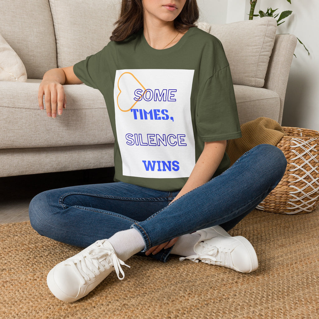 T-Shirt — "Sometimes, Silence Wins" Graphic Tee (Heart Outline)