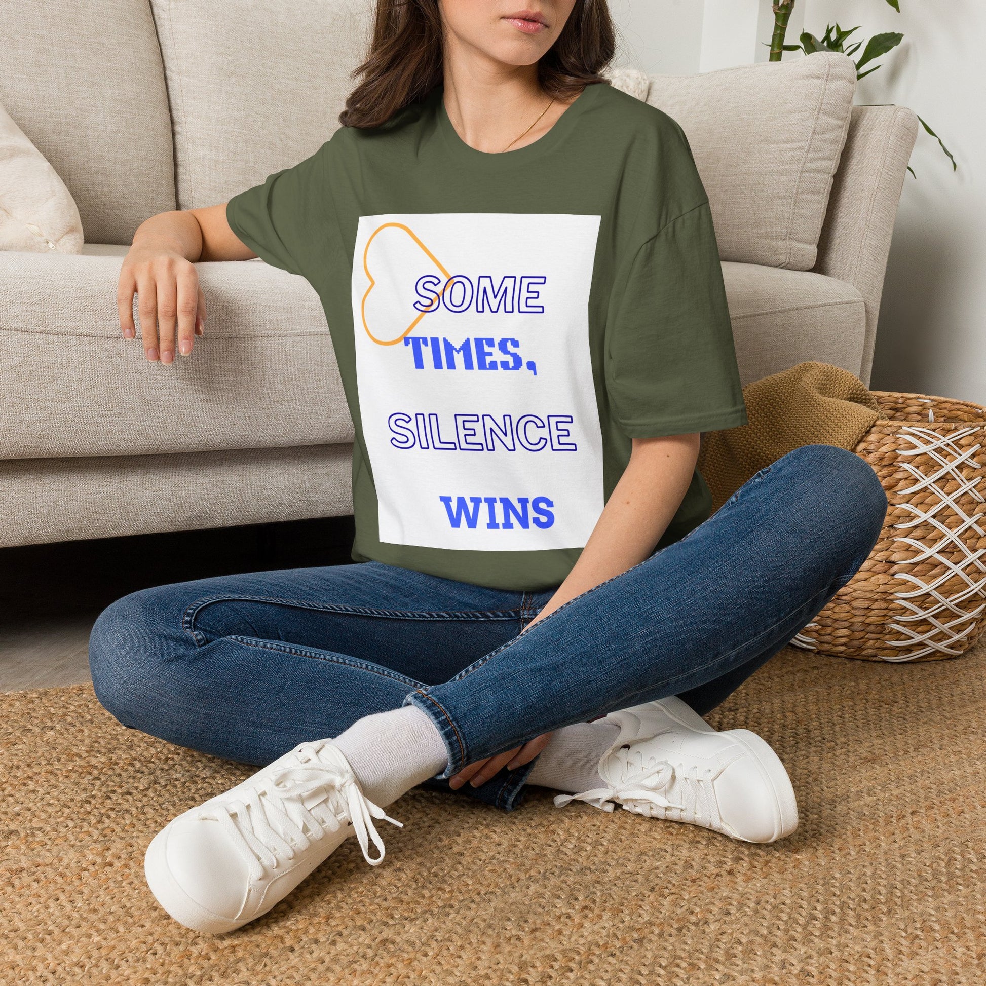 T-Shirt — "Sometimes, Silence Wins" Graphic Tee (Heart Outline)