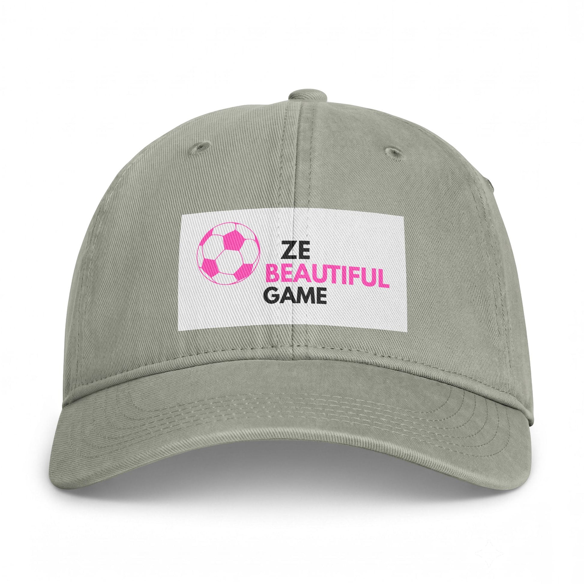 Coastal Washed Cap — ‘Ze Beautiful Game’ Soccer Patch Dad Hat