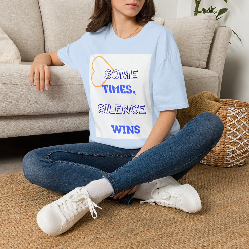 T-Shirt — "Sometimes, Silence Wins" Graphic Tee (Heart Outline)