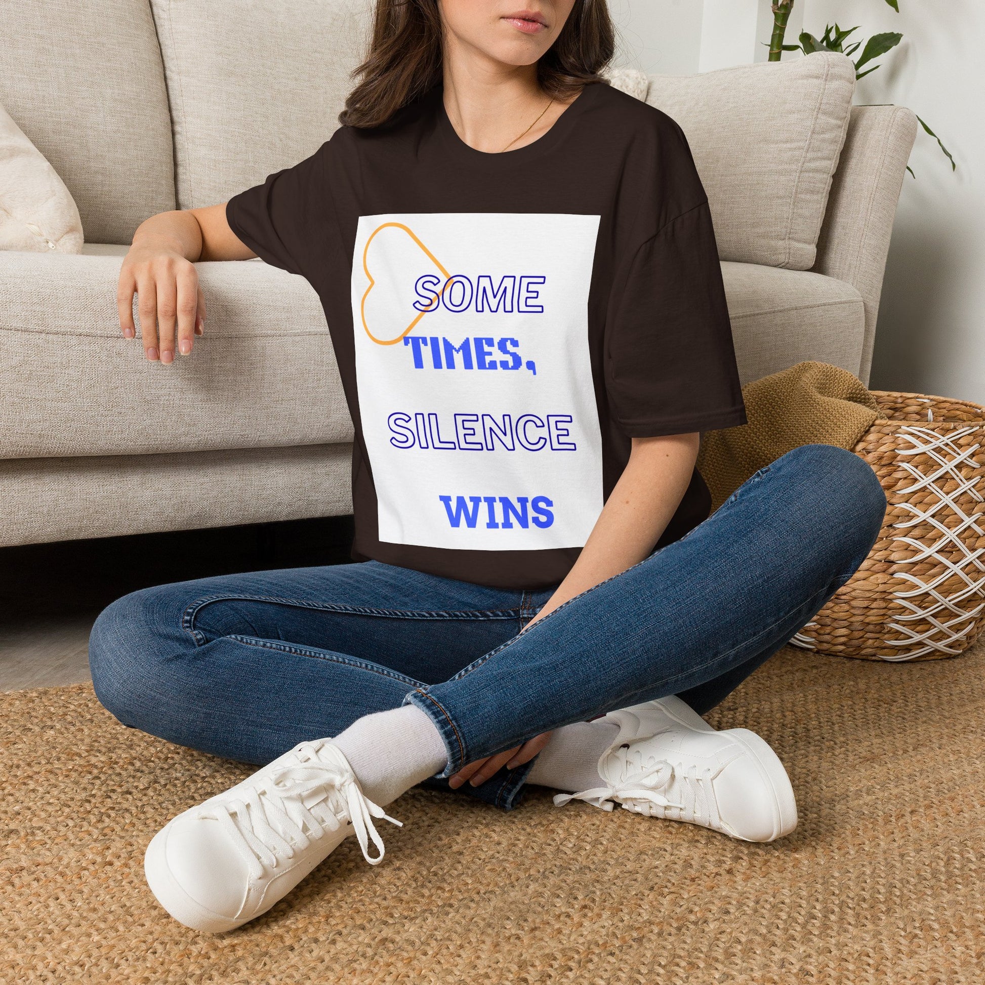 T-Shirt — "Sometimes, Silence Wins" Graphic Tee (Heart Outline)