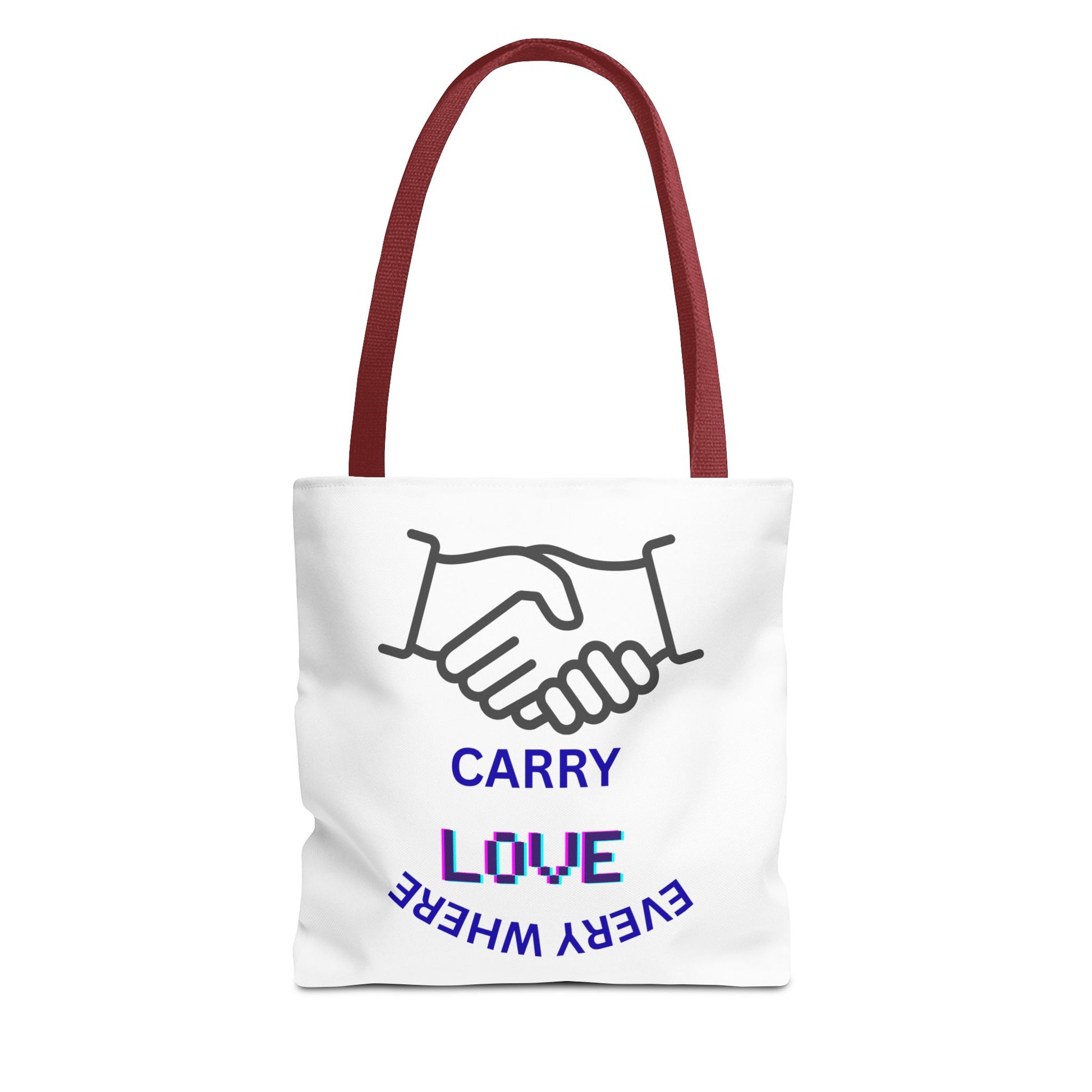 Carry Love Everywhere Tote Bag — Handshake Graphic Reusable Shopper