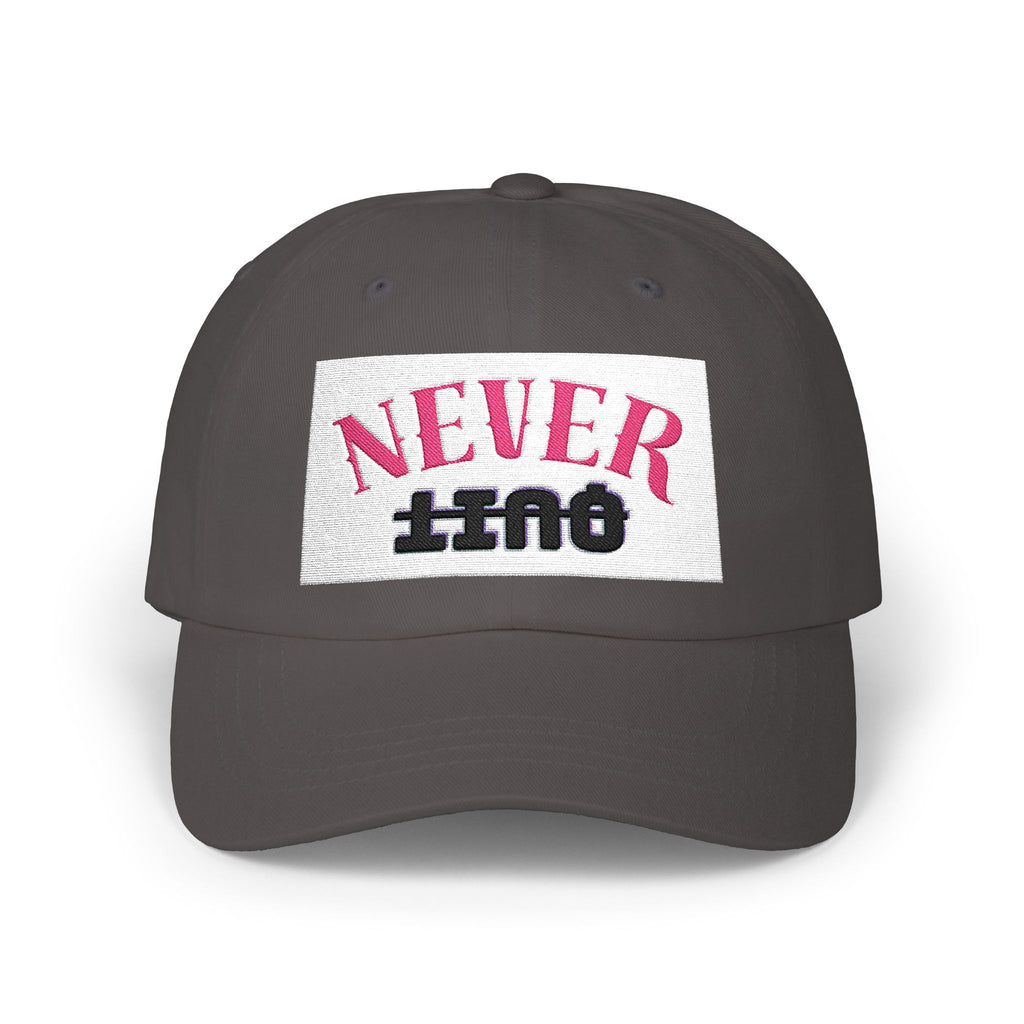 Dad Cap – 'Never QUIT' Distressed Patch Embroidered Baseball Hat