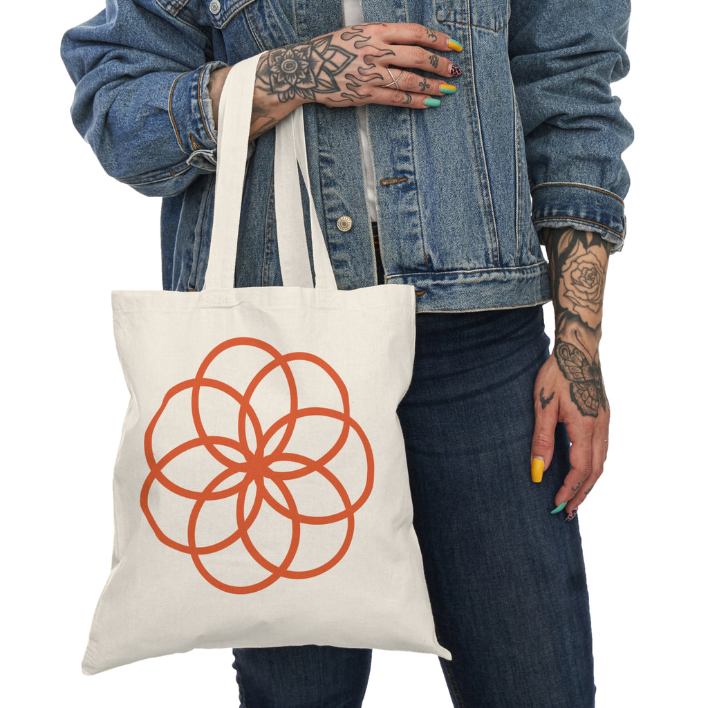 Minimalist Floral Mandala Tote — Natural Canvas Eco Shopper