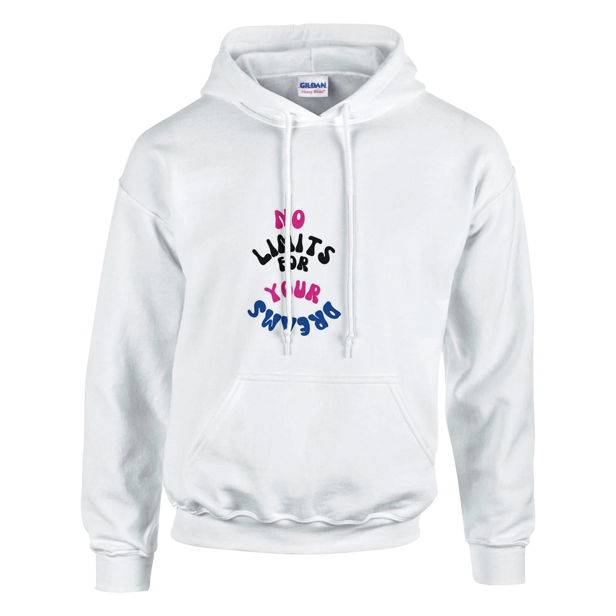 NO LIMITS FOR YOUR DREAMS Classic Unisex Pullover Hoodie | Gildan® 18500 White