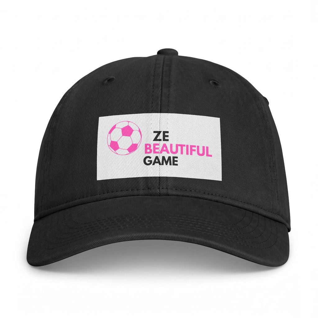 Coastal Washed Cap — ‘Ze Beautiful Game’ Soccer Patch Dad Hat