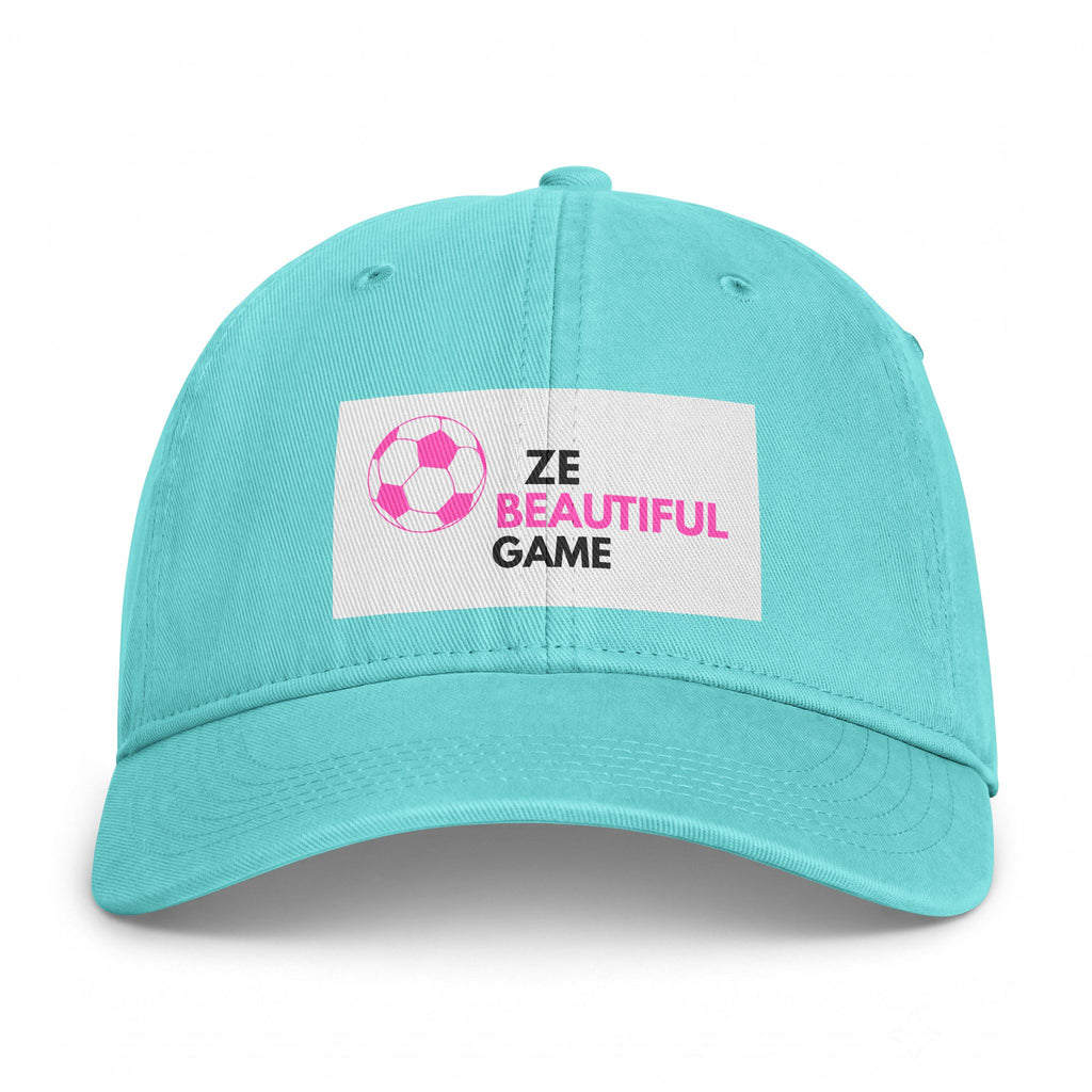 Coastal Washed Cap — ‘Ze Beautiful Game’ Soccer Patch Dad Hat