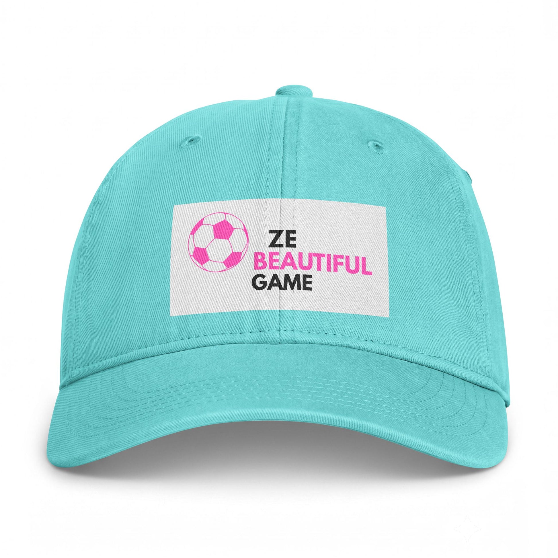 Coastal Washed Cap — ‘Ze Beautiful Game’ Soccer Patch Dad Hat