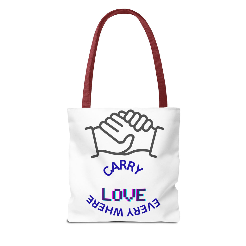 Carry Love Everywhere Tote Bag — Handshake Graphic Reusable Shopper