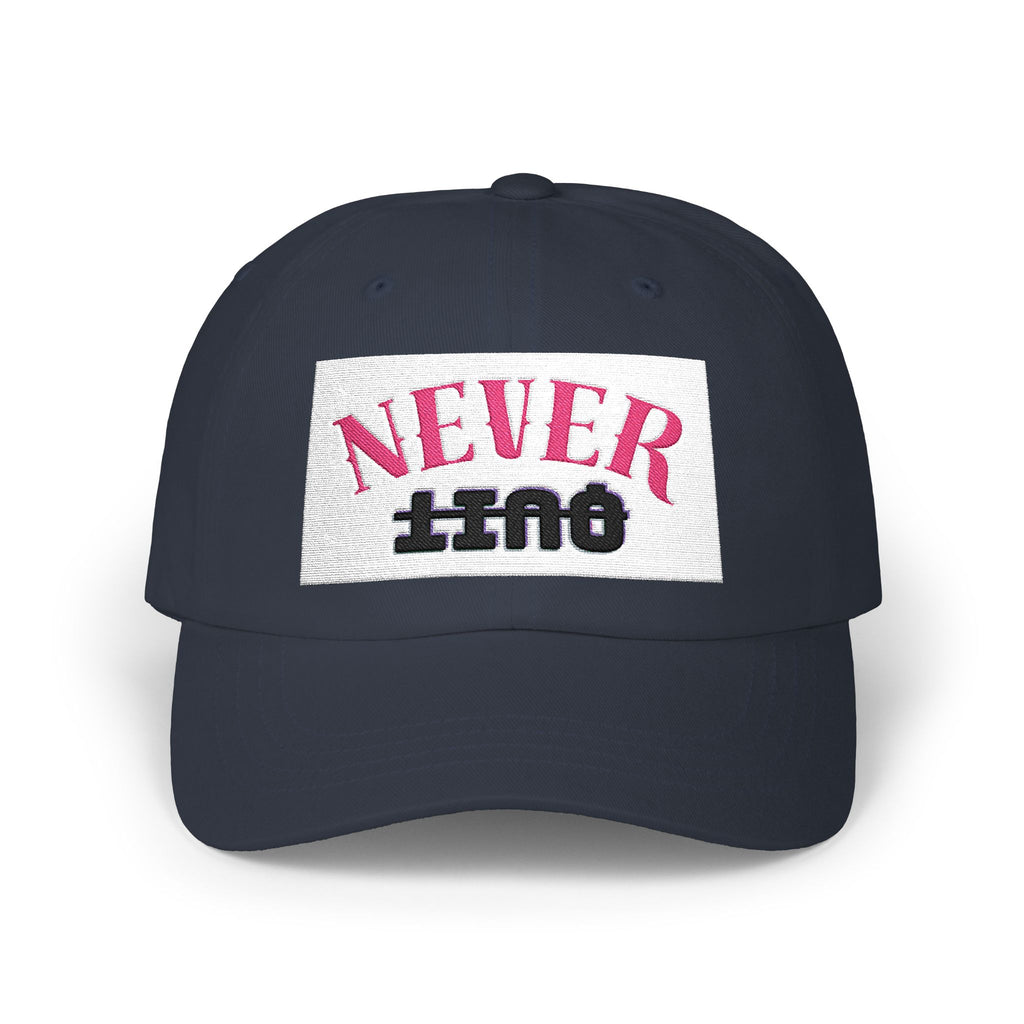 Dad Cap – 'Never QUIT' Distressed Patch Embroidered Baseball Hat