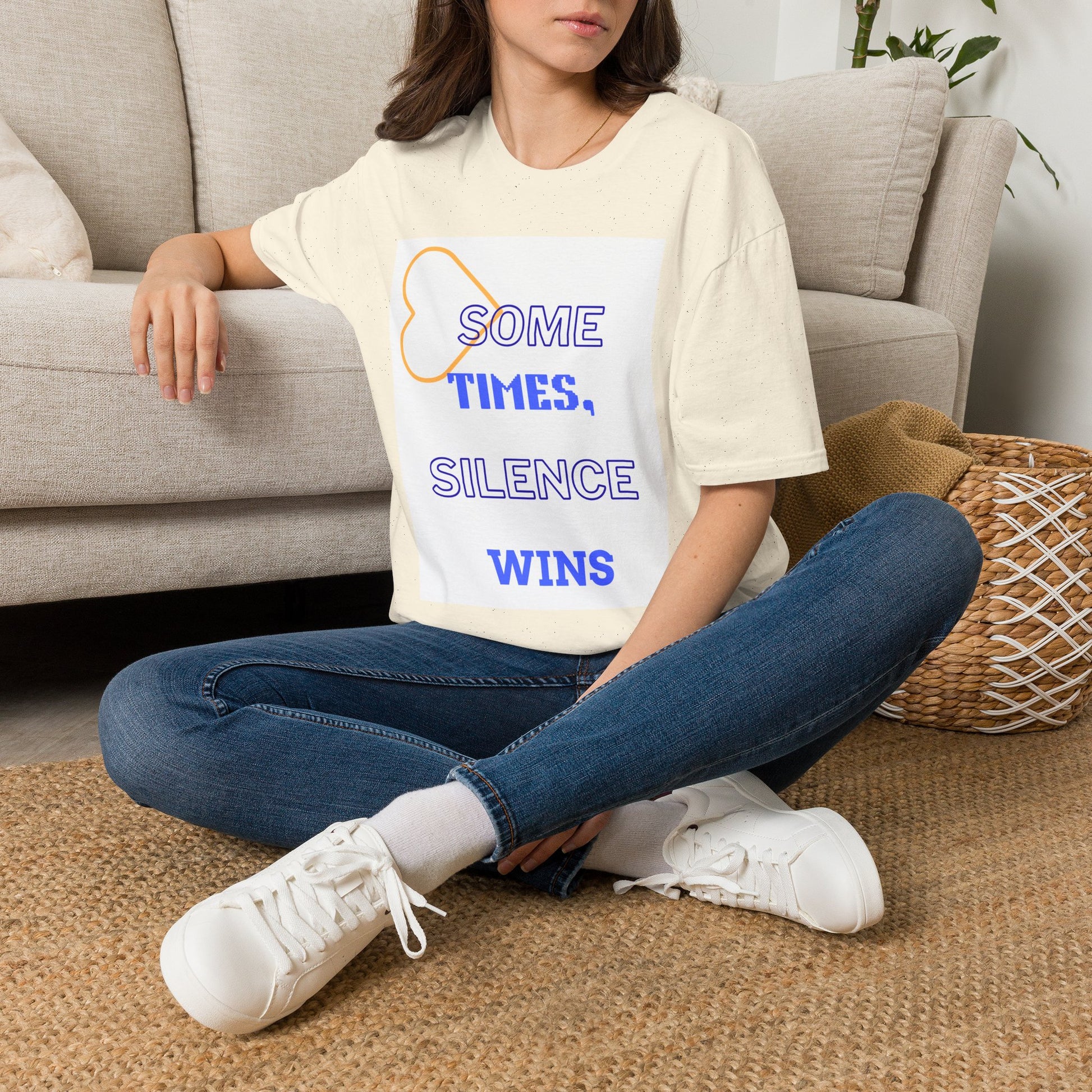 T-Shirt — "Sometimes, Silence Wins" Graphic Tee (Heart Outline)