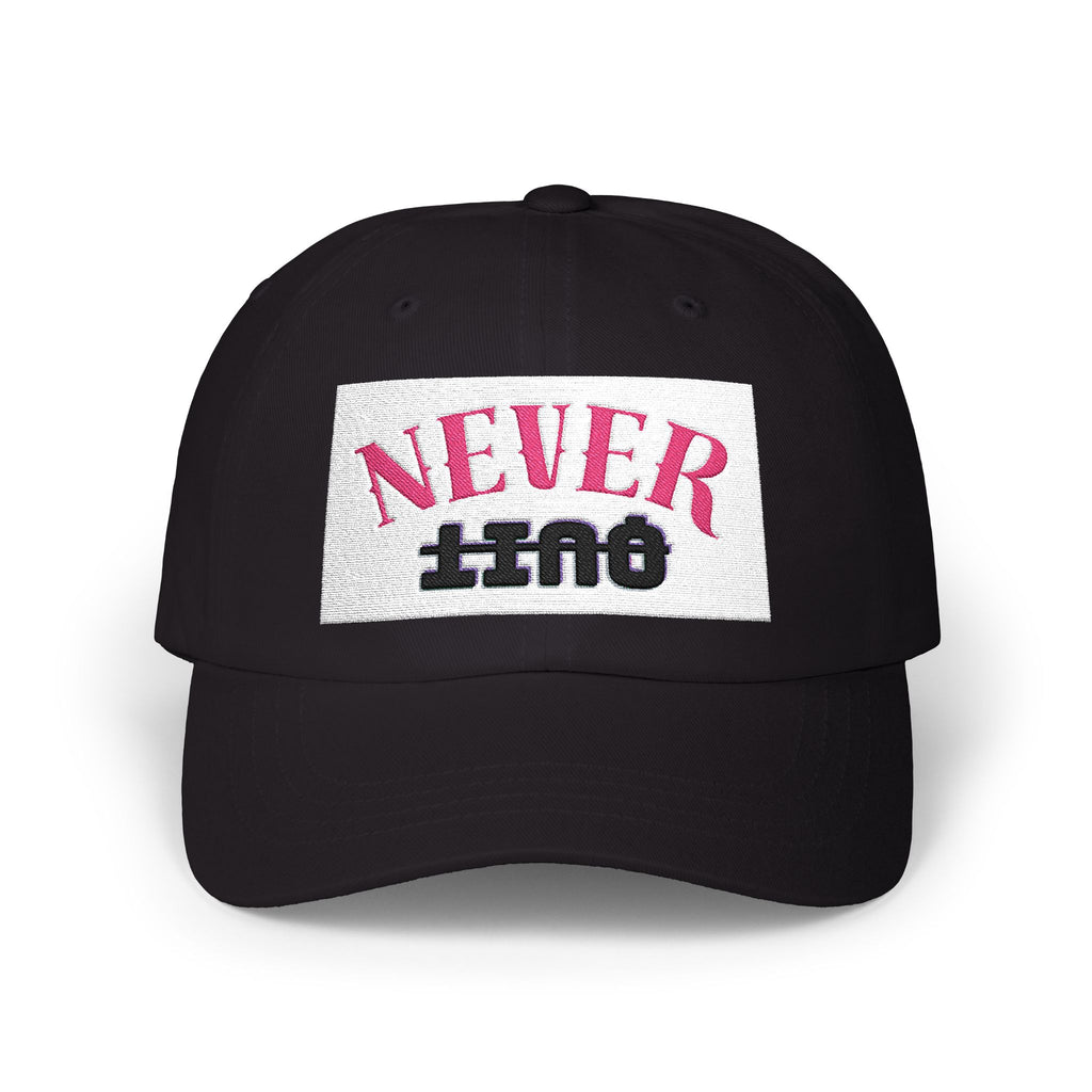Dad Cap – 'Never QUIT' Distressed Patch Embroidered Baseball Hat