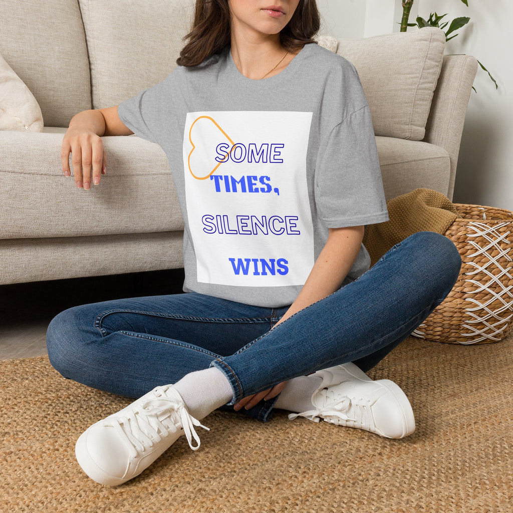 T-Shirt — "Sometimes, Silence Wins" Graphic Tee (Heart Outline)