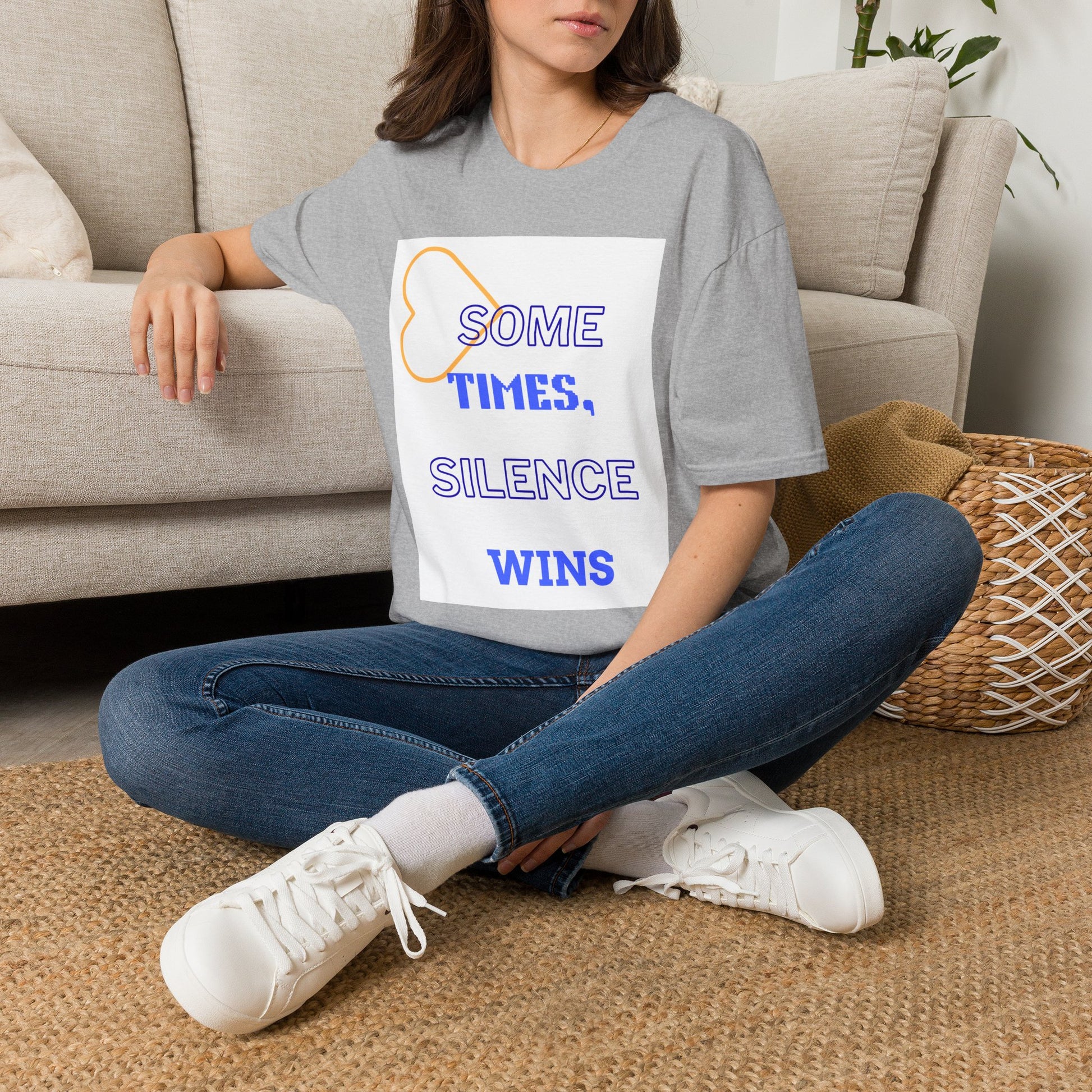 T-Shirt — "Sometimes, Silence Wins" Graphic Tee (Heart Outline)