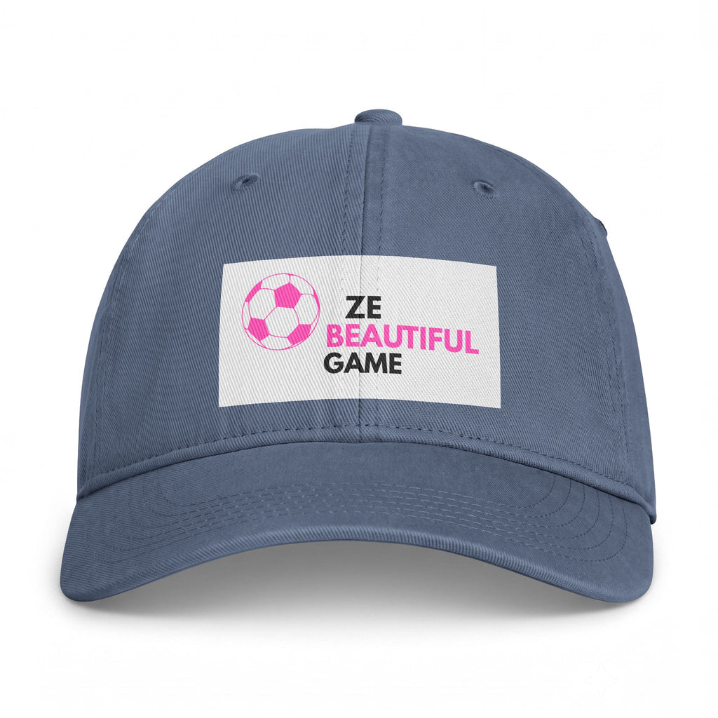 Coastal Washed Cap — ‘Ze Beautiful Game’ Soccer Patch Dad Hat