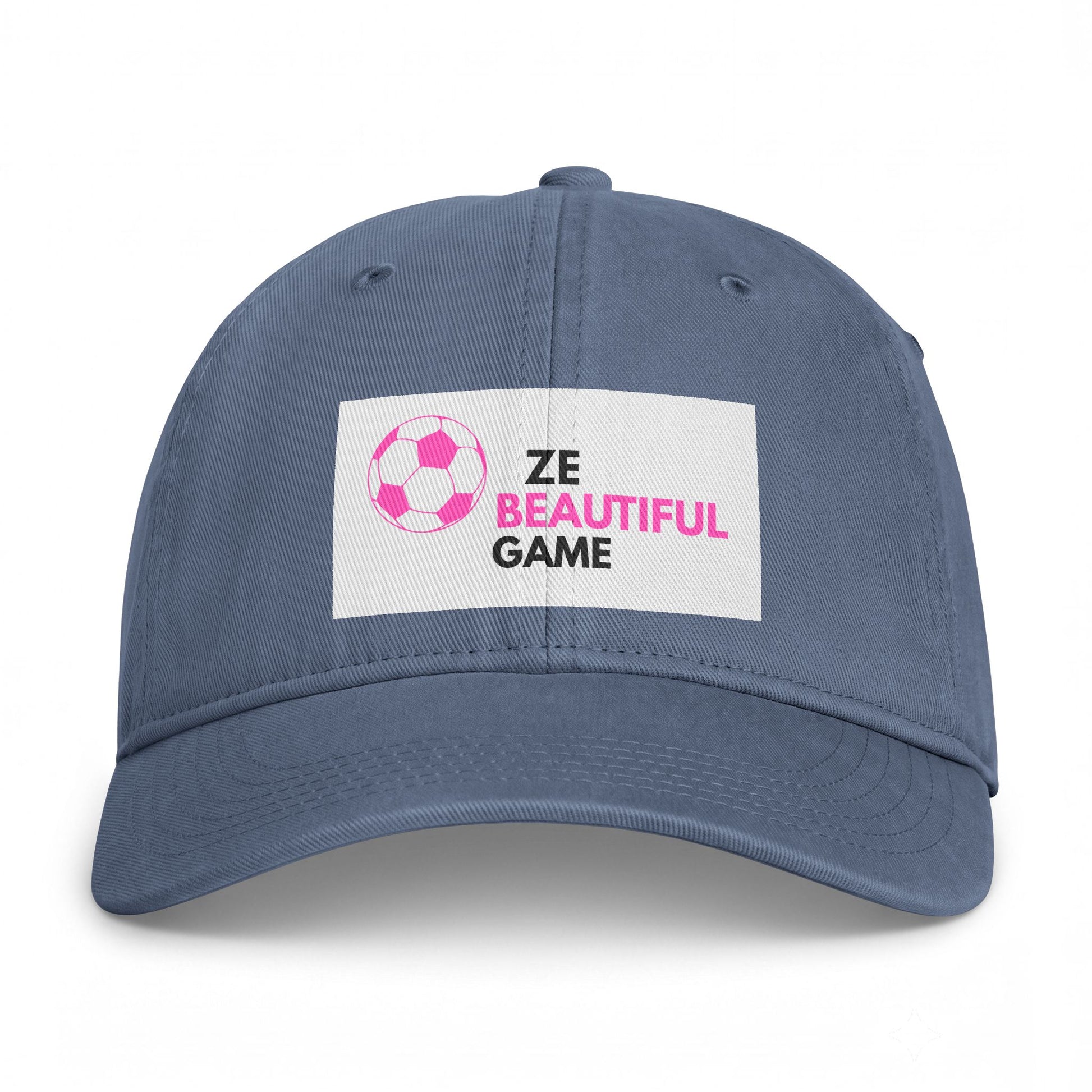 Coastal Washed Cap — ‘Ze Beautiful Game’ Soccer Patch Dad Hat