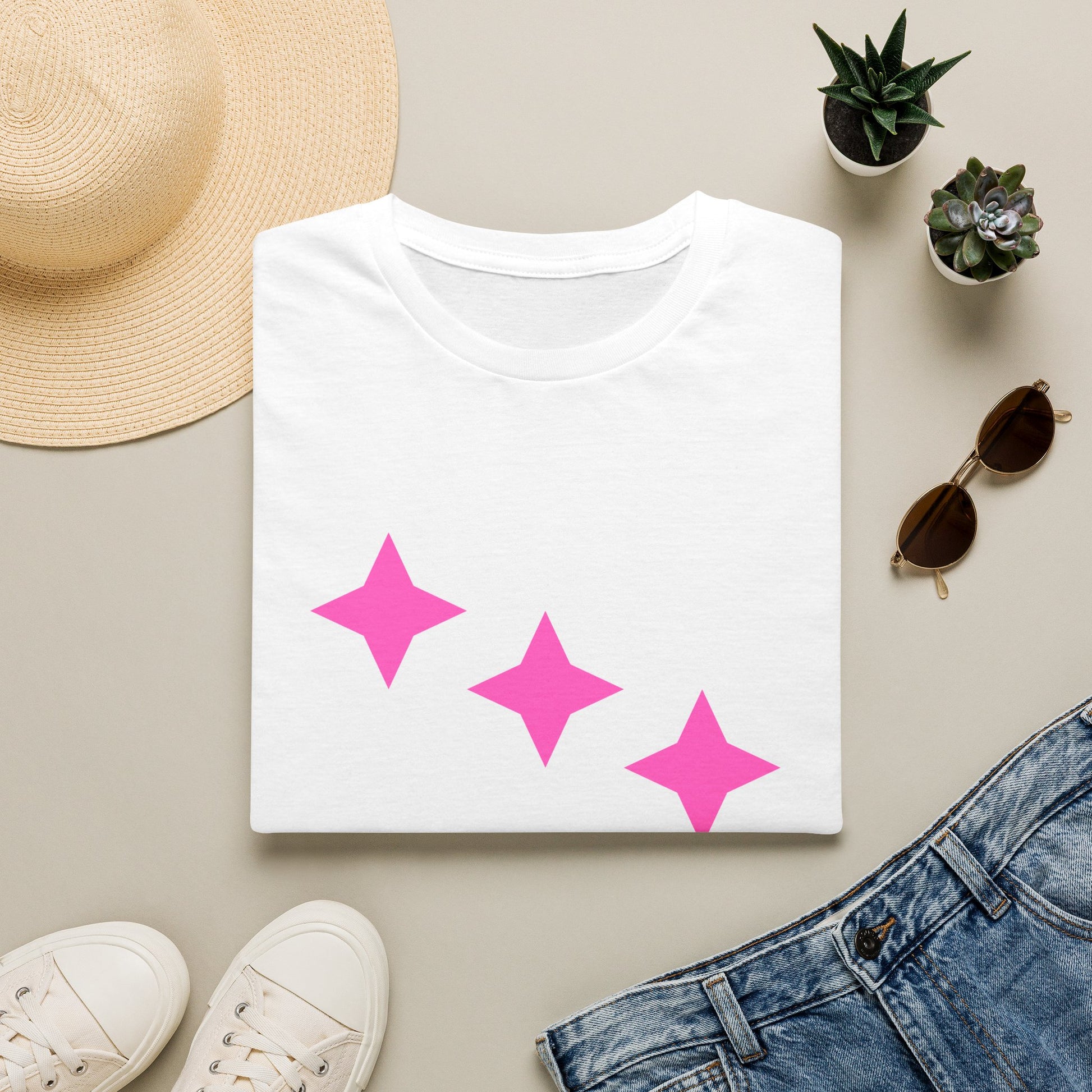 Shine Graphic Tee — "B SHINE / DON'T B SHY" Pink Stars Casual T-Shirt