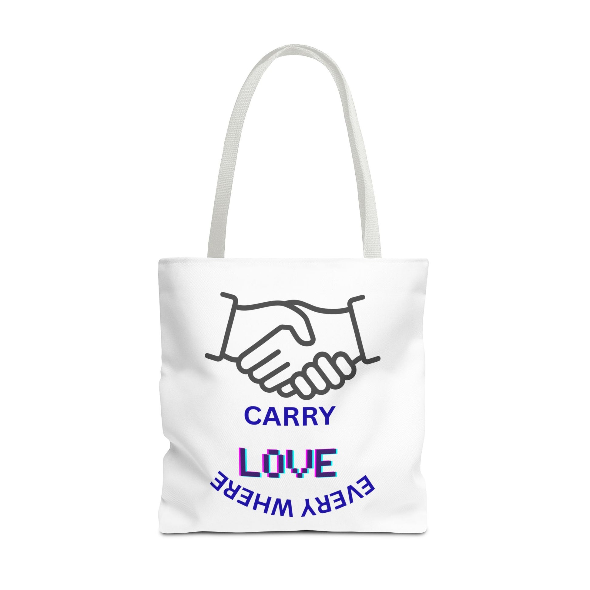 Carry Love Everywhere Tote Bag — Handshake Graphic Reusable Shopper