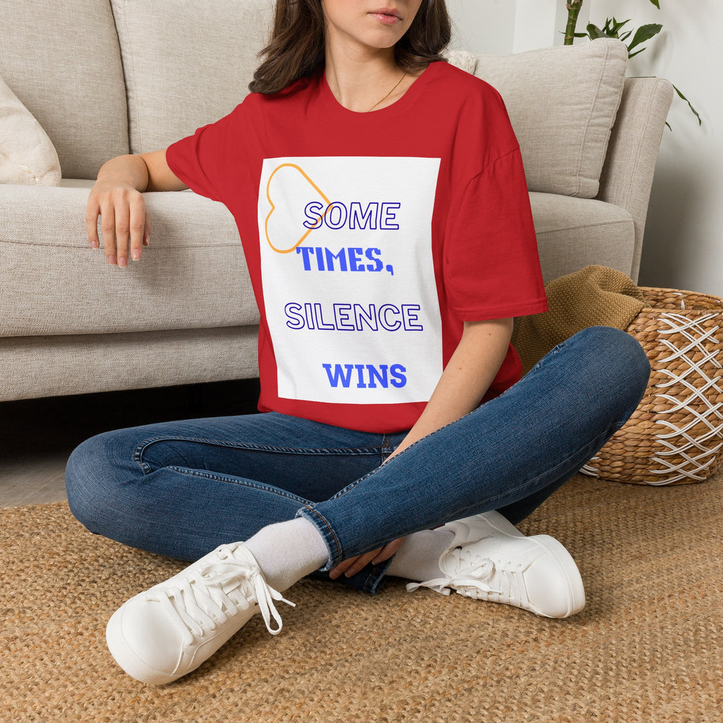 T-Shirt — "Sometimes, Silence Wins" Graphic Tee (Heart Outline)