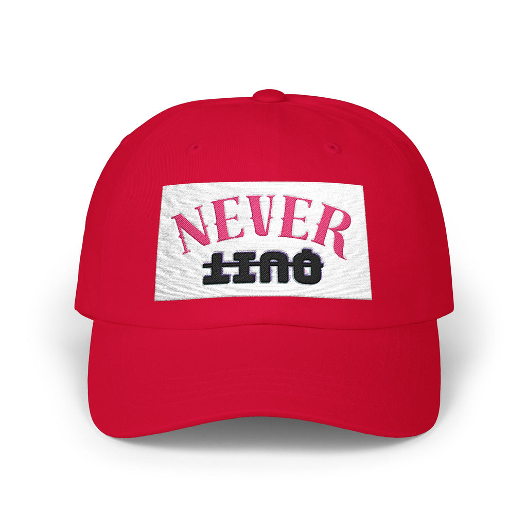 Dad Cap – 'Never QUIT' Distressed Patch Embroidered Baseball Hat