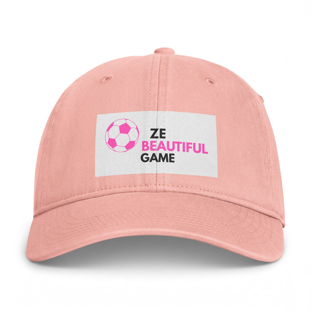 Coastal Washed Cap — ‘Ze Beautiful Game’ Soccer Patch Dad Hat