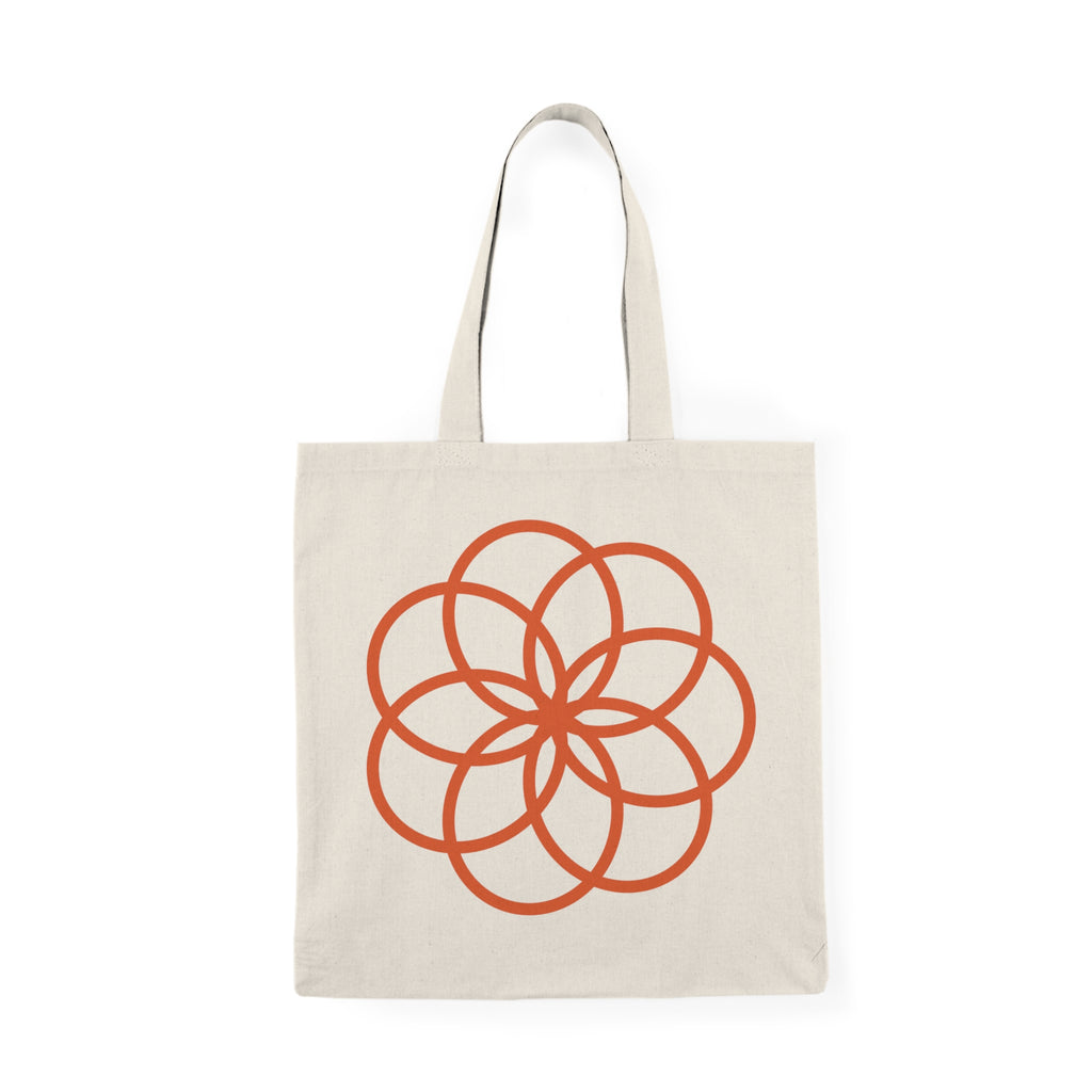 Minimalist Floral Mandala Tote — Natural Canvas Eco Shopper