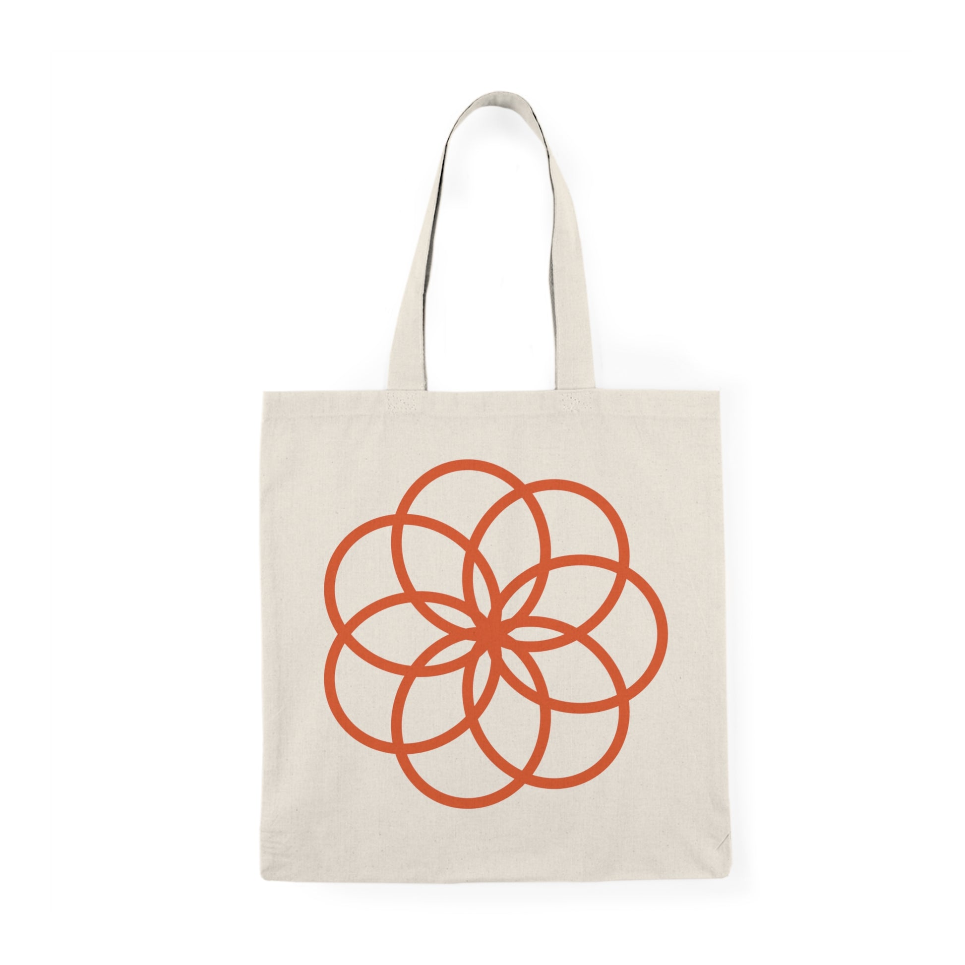 Minimalist Floral Mandala Tote — Natural Canvas Eco Shopper