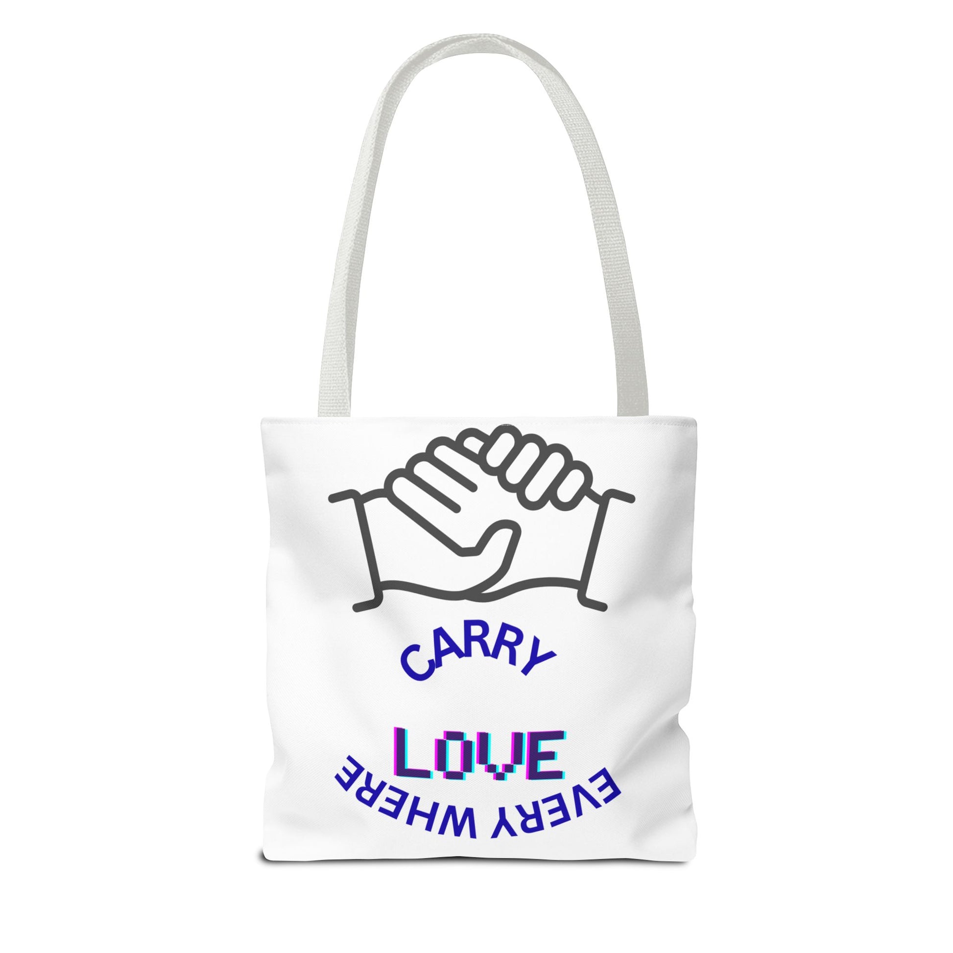 Carry Love Everywhere Tote Bag — Handshake Graphic Reusable Shopper