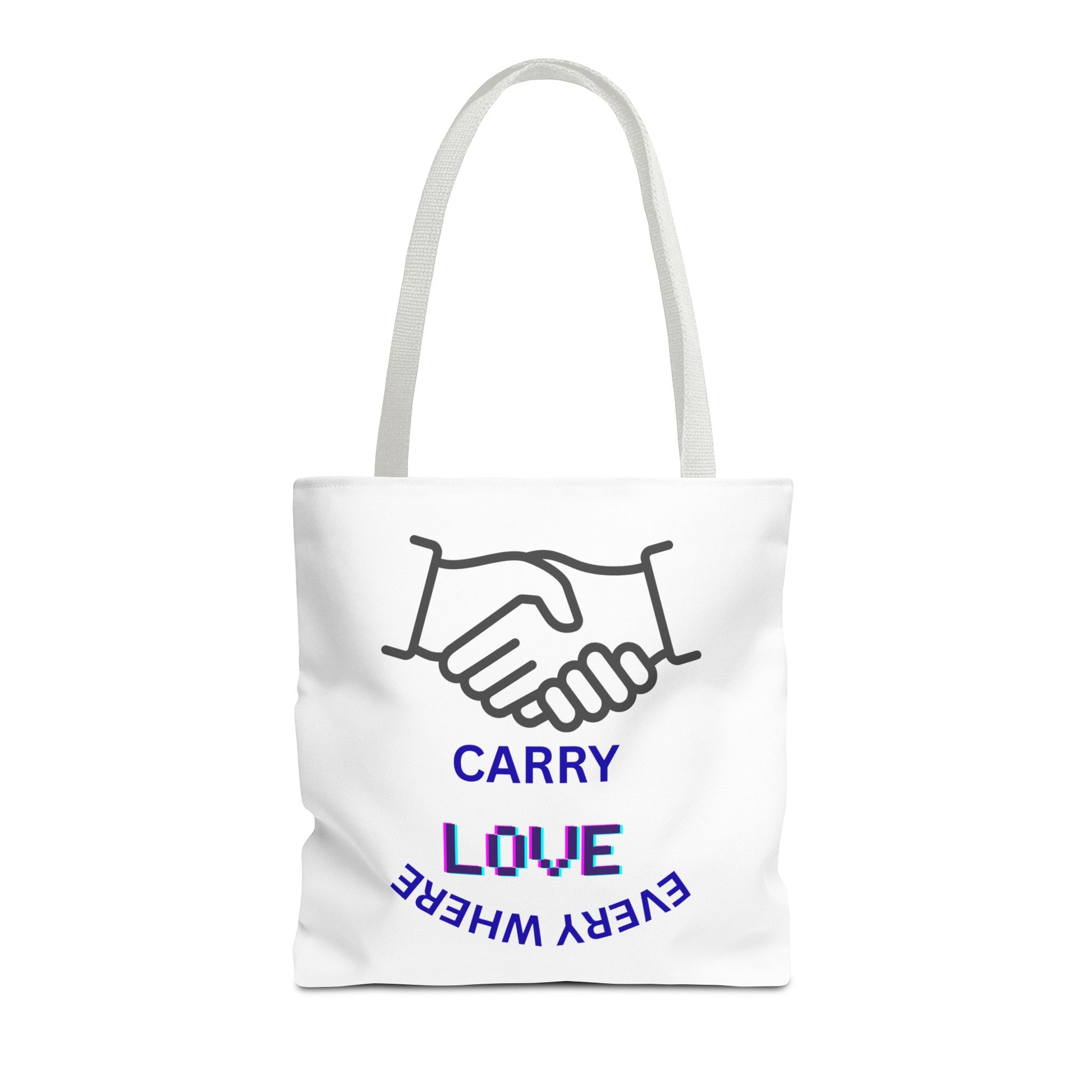 Carry Love Everywhere Tote Bag — Handshake Graphic Reusable Shopper