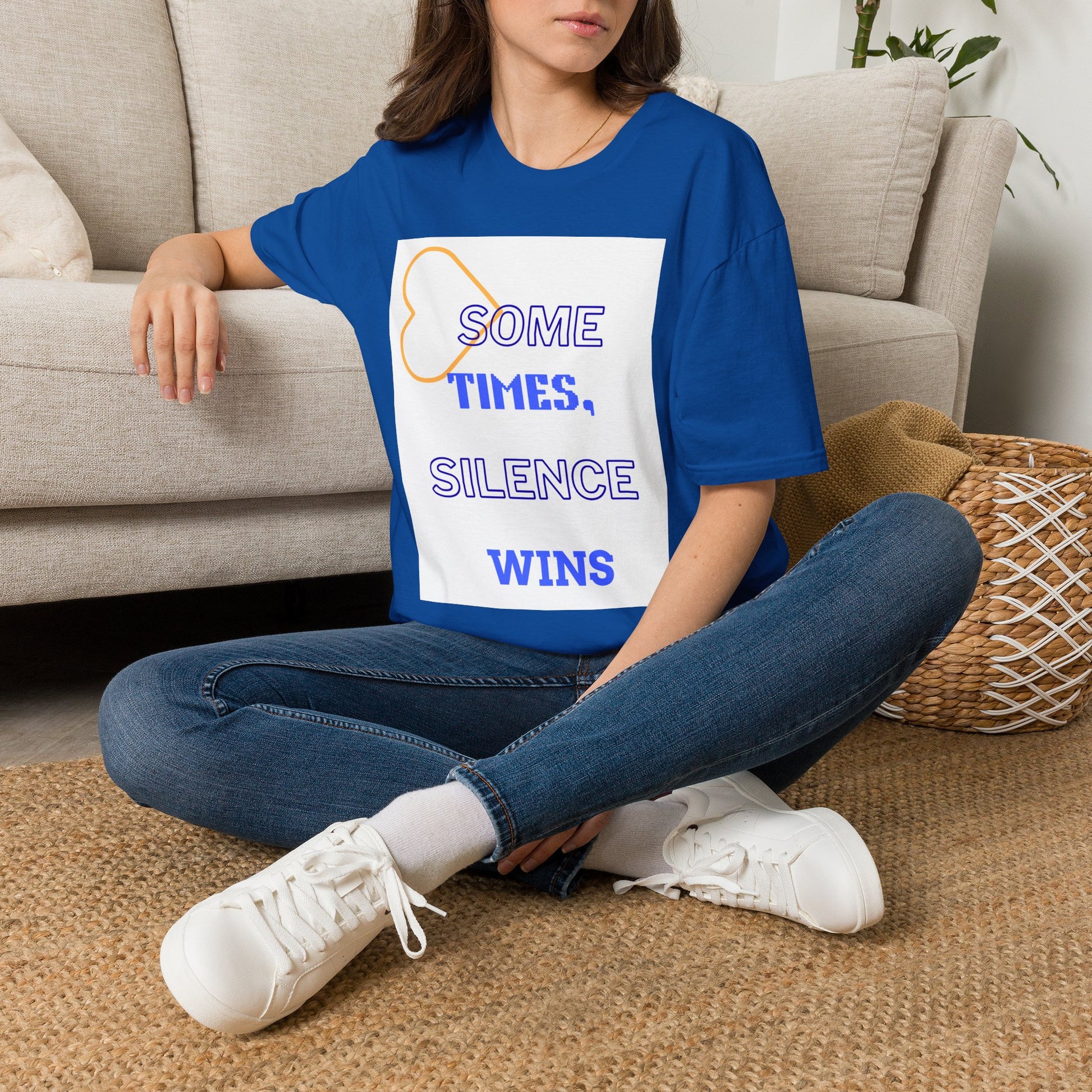 T-Shirt — "Sometimes, Silence Wins" Graphic Tee (Heart Outline)
