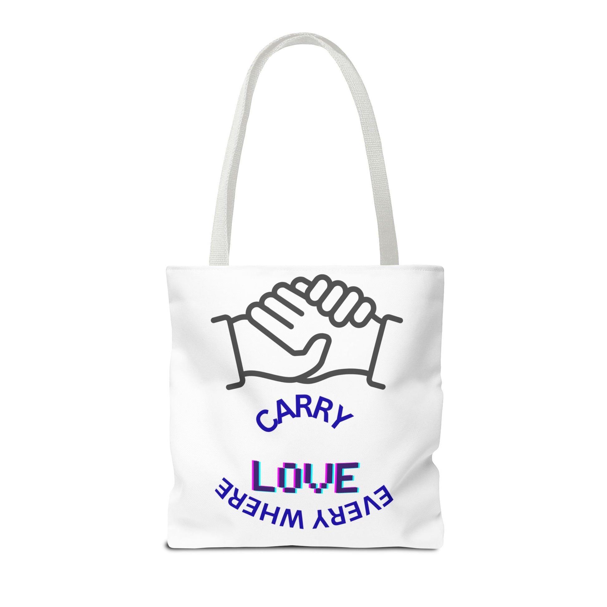 Carry Love Everywhere Tote Bag — Handshake Graphic Reusable Shopper