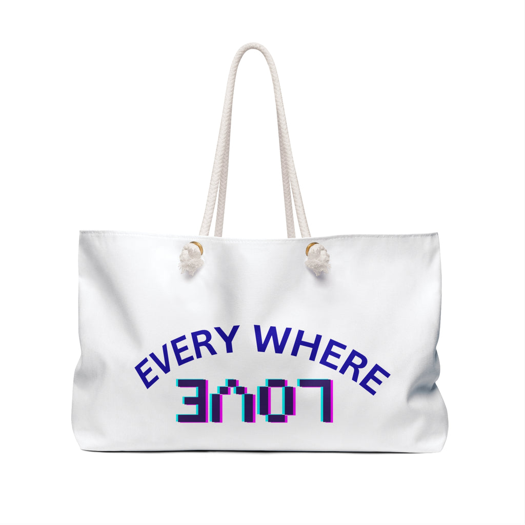 Weekender Bag — "Everywhere Love" Graphic Travel Tote (Handshake Design)